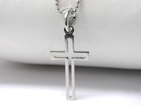 Made in korea whitegold plating simple cross necklace