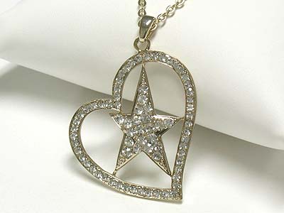 Crystal heart and star pendant necklace