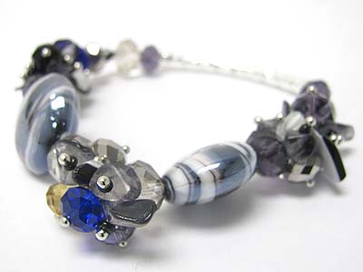 Crystal cut glass and murano glass  link  bracelet