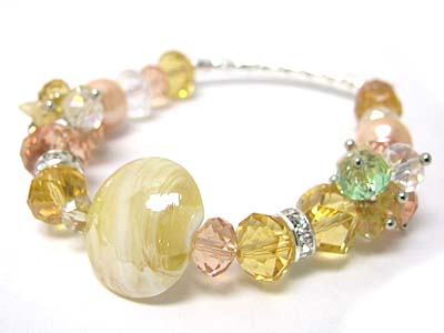 Crystal cut glass and murano glass  link  bracelet