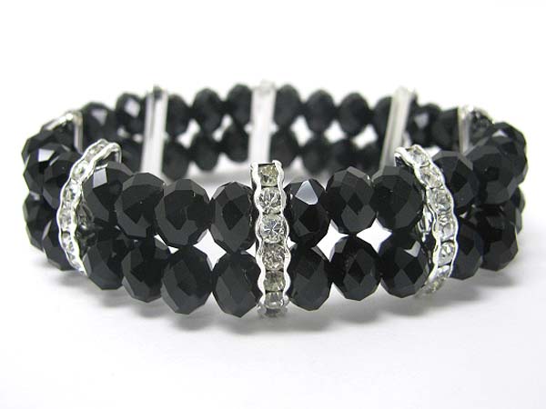 Double row crystal joint crystal cut glass beads stretch bracelet