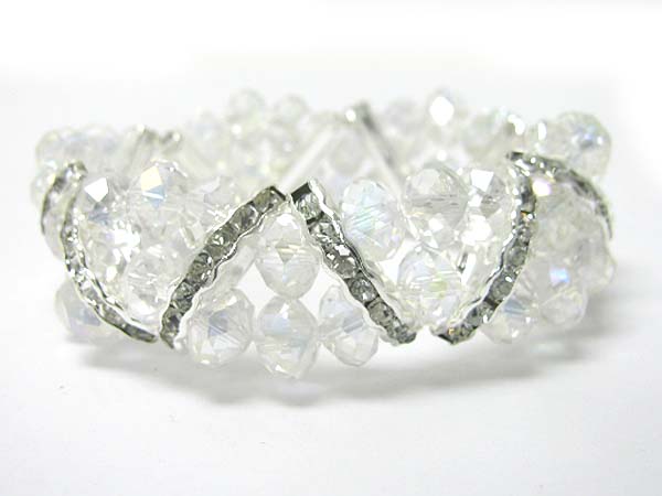 Double row crystal joint crystal cut glass beads stretch bracelet