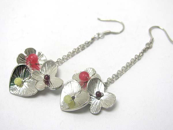 Hand made semi precious stone earring - flower drop