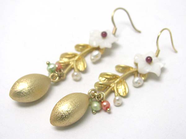 Hand made semi precious stone earring - seeds drop