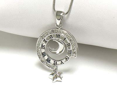 Made in korea whitegold plating crystal astronomy theme pendant necklace