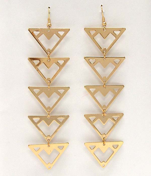 Multi triangular metal link drop earring