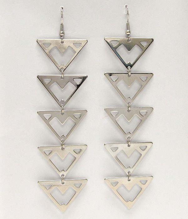 Multi triangular metal link drop earring