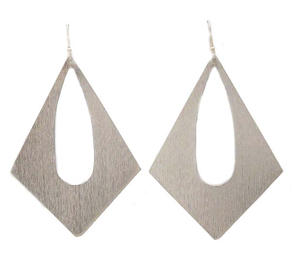 Large scratch large metal diamond shape earring