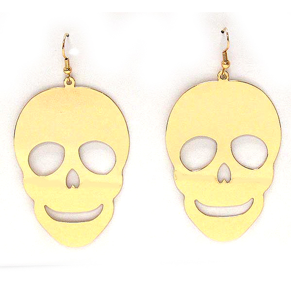 Large flat metal skull earring