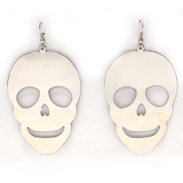 Large flat metal skull earring