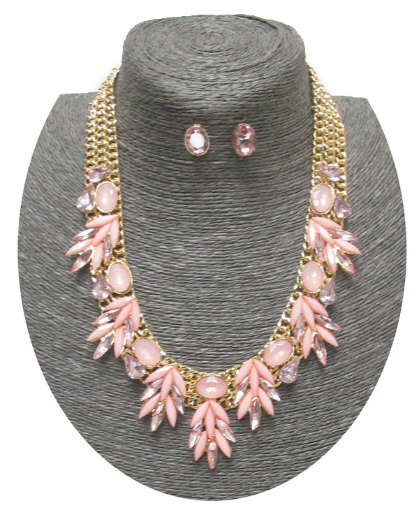 Spring statement multi shape flat chain necklace set 