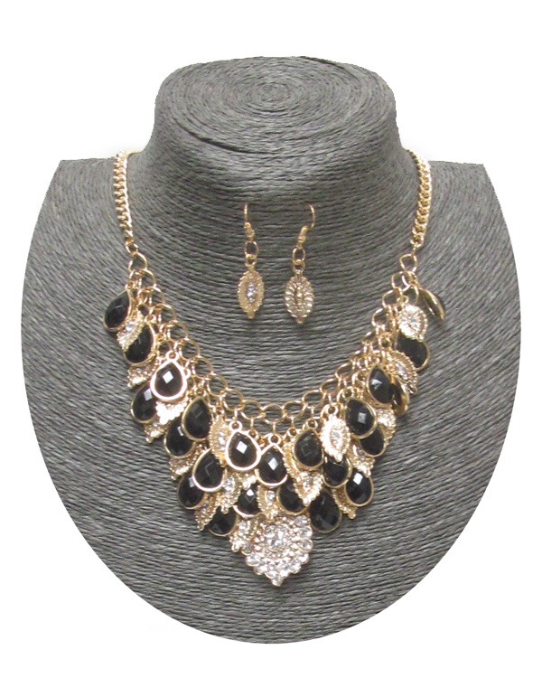 Spring statement multi teardrop dangle necklace set