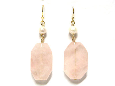 Rose quartz stone drop earring