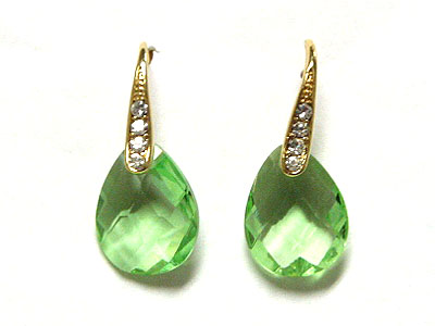 Facet cubic drop and side crystal earring