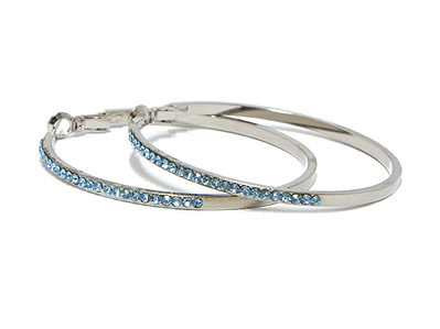 Crystal front simple hoop earring - hoops