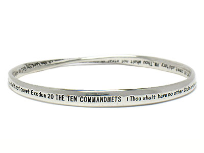 Ten commandments twisted metal bangle bracelet