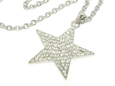 Large size crystal star necklace