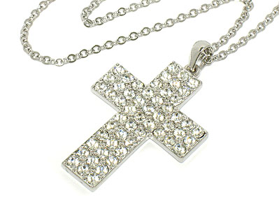 Large crystal cross necklace