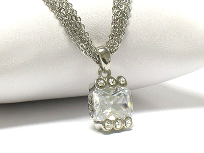 Cubic zirconia and side crystal multi chain necklace