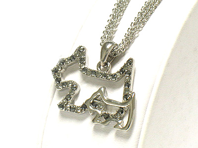 Crystal dual doggy pendant multi chain necklace