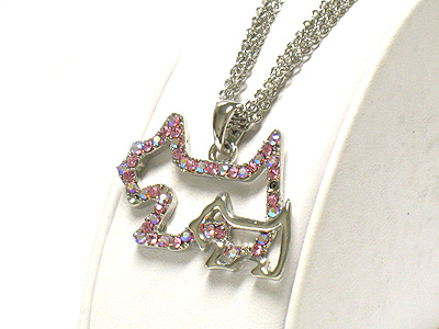 Crystal dual doggy pendant multi chain necklace