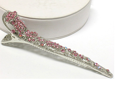 Crystal flower deco large hair clip