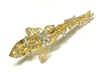 Crystal flower deco large hair clip