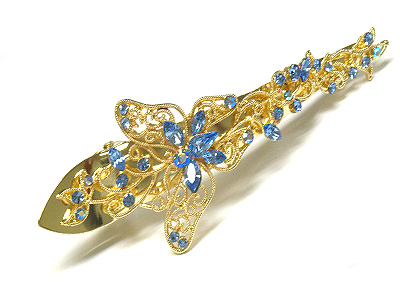 Crystal flower deco large hair clip