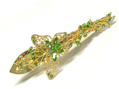 Crystal flower deco large hair clip