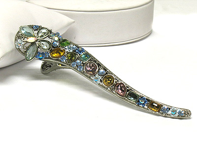 Crystal and glass deco flower large hair clip