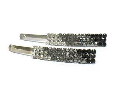 Gradient color crystal hair pin - 2 pc set