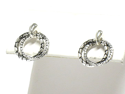 Metal casting double hoop earring  - hoops