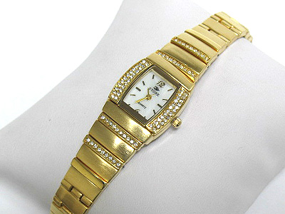 Crystal decoration metal band watch