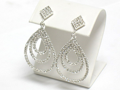 Triple teardrop rhinestone earring