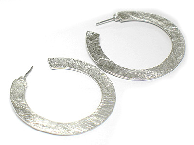 Forged scratch metal hoop earring - hoops - brass metal