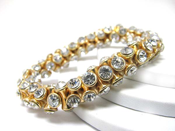 Crystal edge bar link strtch bracelet