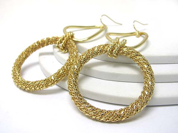 Metal round hoop drop earring - hoops