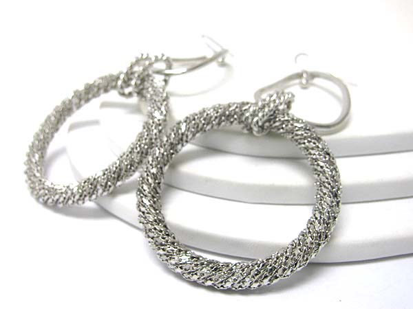 Metal round hoop drop earring - hoops