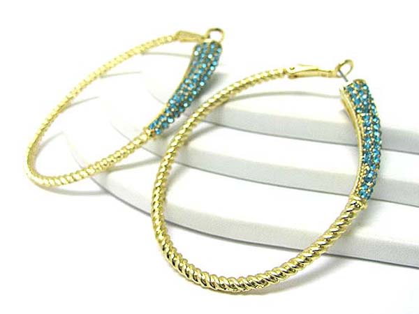 Crystal stud oval hoop earirng