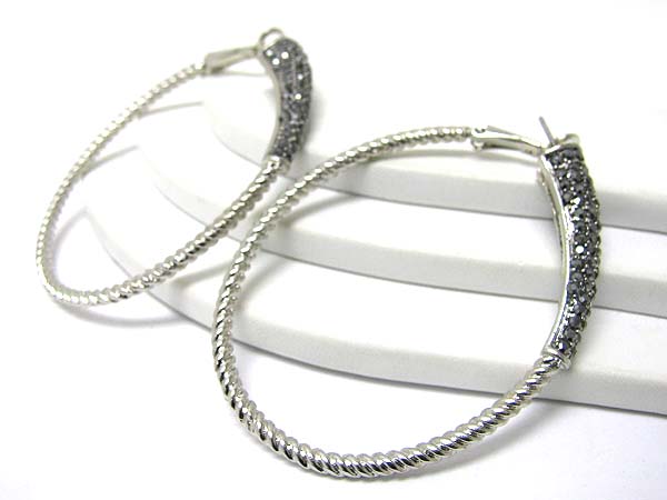 Crystal stud oval hoop earirng