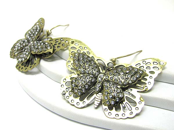 Crystal stud double butterfly earring