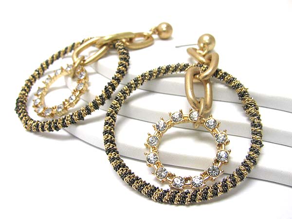 Crystal stud double hoop earring - hoops