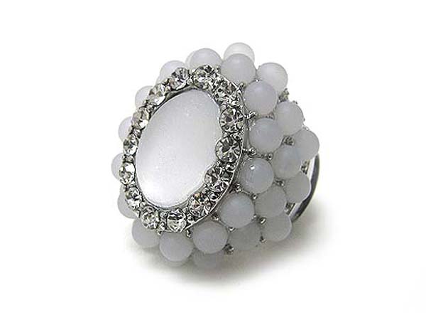 Acryl beads and crystal glamorous stretch ring