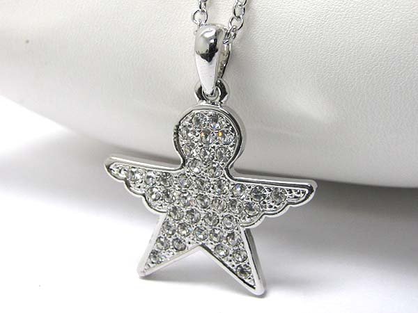 Made in korea whitegold plating crystal stud star pendant necklace