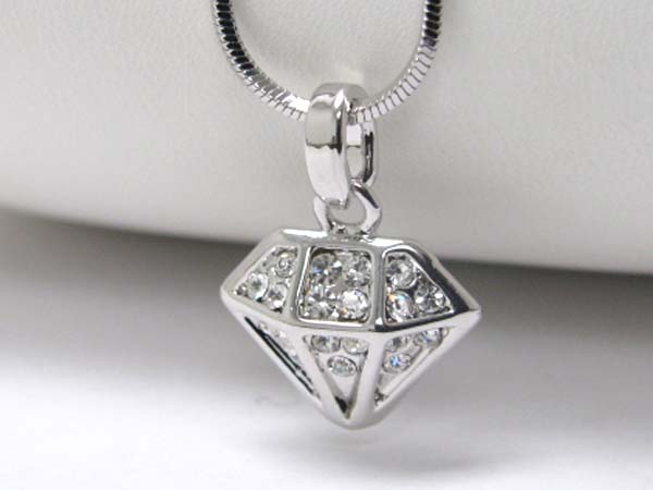 Made in korea whitegold plating crystal stud gemstone pendant necklace