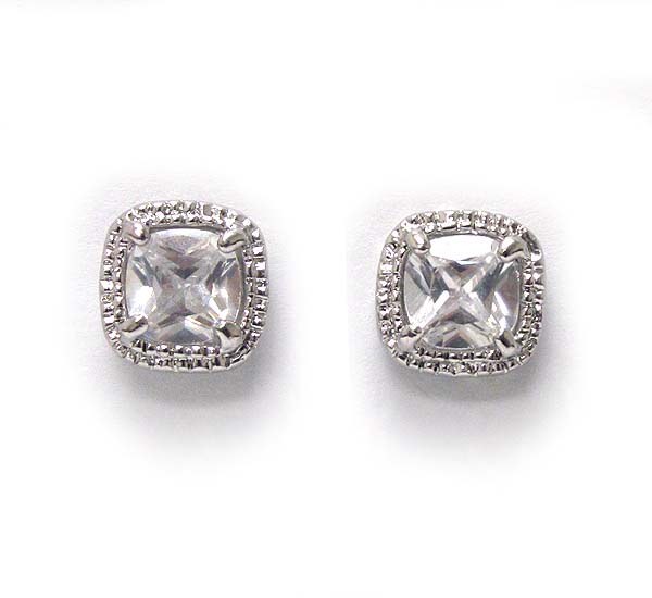 Square cz stone earring