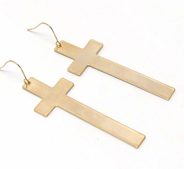 Long metal cross earring