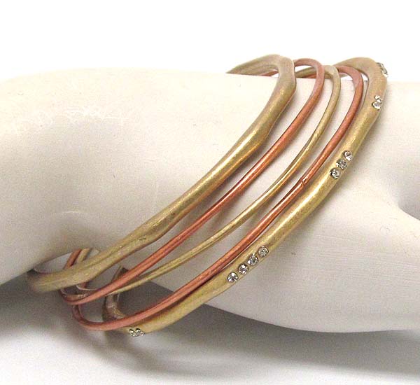 Crystal deco liquid metal 5 bangle set