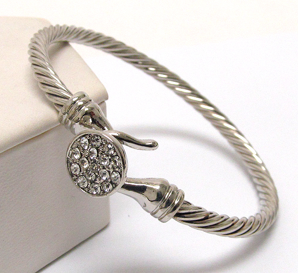 Crystal deco twist metal bangle bracelet