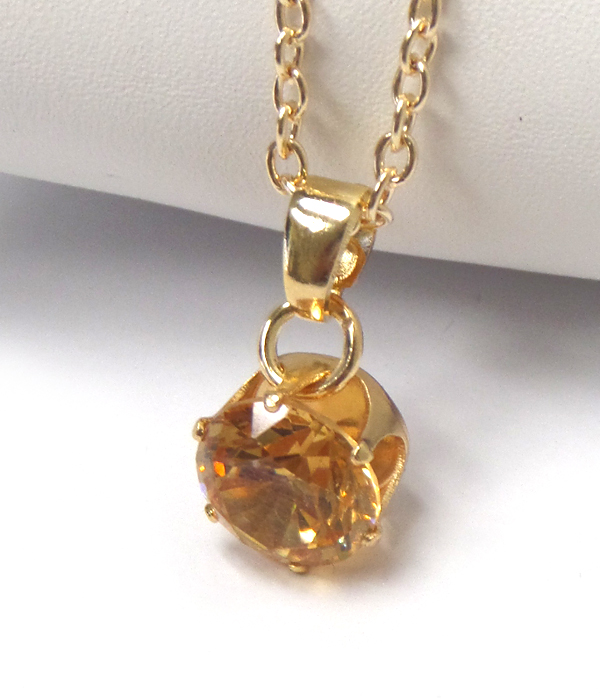 Single crystal pendant necklace -birthstone